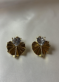 Kalpli yelpaze gold küpe