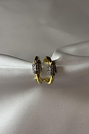 sıralı taşlı gold küpe