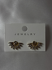 Gold taşlı yelpaze küpe